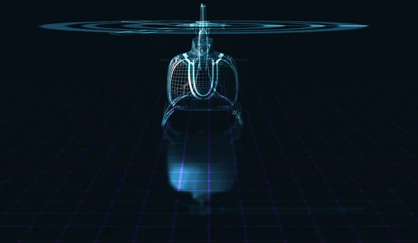 Marco holográfico del helicóptero. Ilustración 3D — Vector de stock