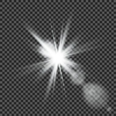 Şeffaf güneş ışığı vektörü. Özel lens ışık efekti.