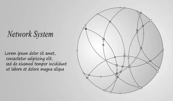 Fondo abstracto con matriz de puntos y líneas. Estructura de conexión. Concepto de Tecnología Moderna Geométrica. Visualización de datos digitales — Vector de stock