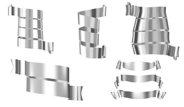 리본 세트입니다. 현실적인 금속 광택 종이 리본. 벡터 일러스트 레이 션 — 스톡 벡터