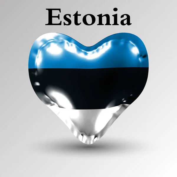 Прапори країн Європи. Прапор Естонії на повітряні кулі у формі серця, глянсовий матеріалу. — стоковий вектор