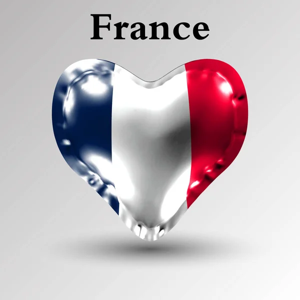 Eps10입니다 유럽의 국가의 플래그입니다 소재의 심장의 형태로 프랑스의 — 스톡 벡터