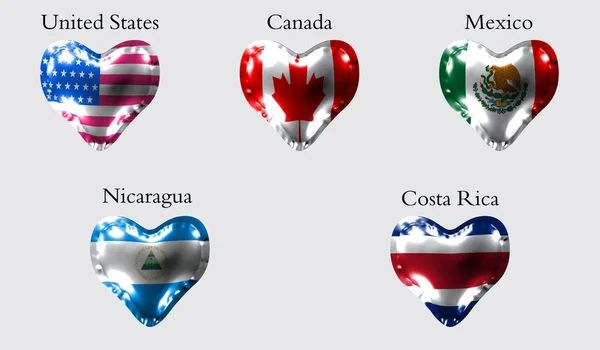 Eps10 Banderas Estados Unidos Países Las Banderas Estados Unidos Canadá — Vector de stock