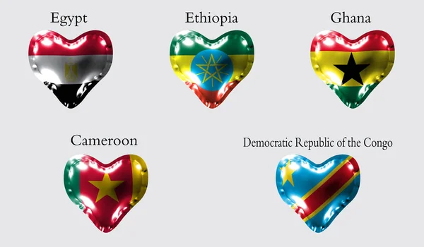 Eps10 Banderas Países Africanos Las Banderas Egipt Etiopía Ghana Camerún — Vector de stock