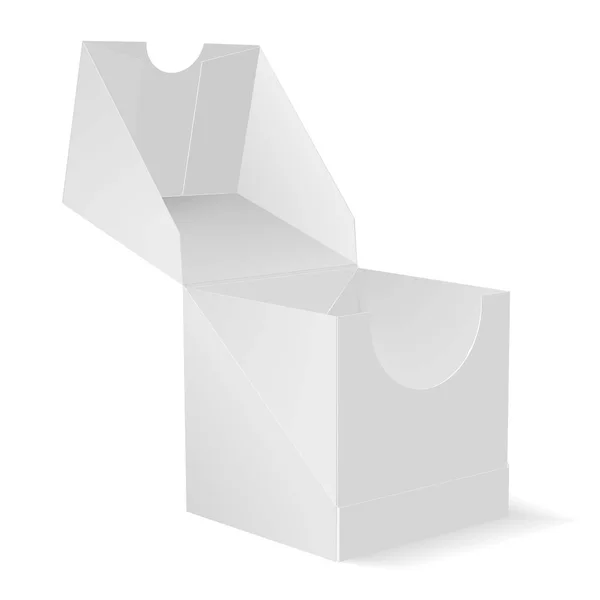 Mock up da caixa de embalagem. Uma caixa com uma tampa aberta em perspectiva. Ilustração 3d. Imagem vetorial . — Vetor de Stock