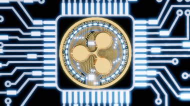 3D render. Altın dalgalanma dijital para, fütüristik dijital para, teknoloji dünya çapında ağ kavramı.