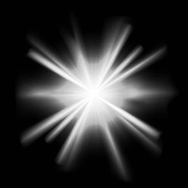Luz solar do vetor efeito de luz de erupção de lente especial no fundo preto —  Vetores de Stock