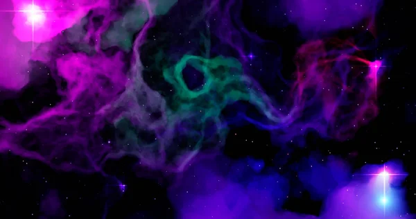 3D レンダリング。宇宙の霧。宇宙空間における星や銀河、オブロカの塵やガスの集積。背景のグラフィックイラスト. — ストック写真