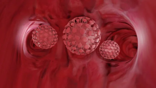 Ilustração de renderização 3d. Coronavirus 2019-nCov novo conceito de coronavírus responsável pelo surto de gripe asiática e coronavírus influenza como casos perigosos de estirpe de gripe como uma pandemia. Vírus microscópico — Fotografia de Stock