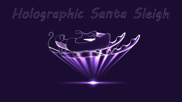 Eps10. Holografisk bild av jultomten släde på en mörk bakgrund. Ljuseffekt. Partikelsystem — Stock vektor