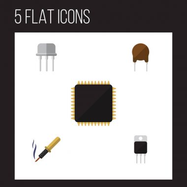 Düz cihaz tamir, Resist, triyot ve diğer vektör nesneleri kümesi. Ayrıca öğeleri lehimleme anakart, Fiildistor, içerir.