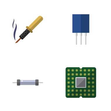 Düz elektronik direnç, Receptacle, onarım ve diğer vektör nesneleri kümesi. Ayrıca bakır, direnç, direnç öğeleri içerir.