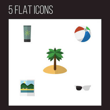 Küre, nemlendirici, gözlük ve diğer vektör nesnelerini düz sıcak kümesi. Küre, güneş, nemlendirici öğeleri de içerir.