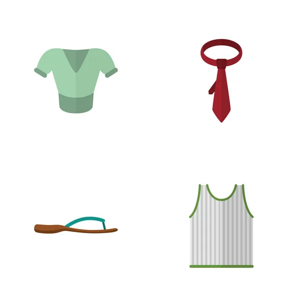 Düz giysi Cravat, Casual, Singlet ve diğer vektör nesneleri kümesi. Flip, kravat, kravat öğeleri de içerir. — Stok Vektör