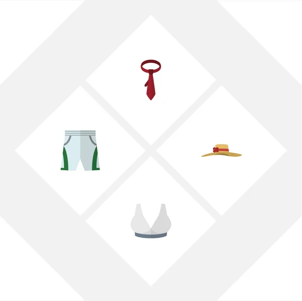 Conjunto de ropa plana de Brasserie, Trunks Cloth, Cravat y otros objetos vectoriales. También incluye corbata, corbata, elementos cortos . — Vector de stock