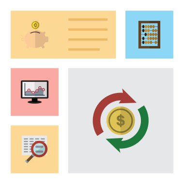 Düz kazanç para Kasası, inceden inceye gözden geçirmek, değişim ve diğer vektör nesneleri kümesi. Ayrıca monitör, Exchange, arama öğeleri içerir.