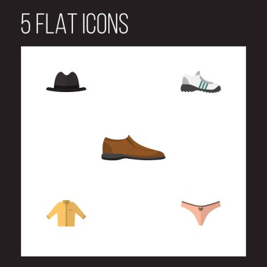 Düz giyim iç çamaşırı, erkek Footware, Panama ve diğer vektör nesneleri kümesi. Ayrıca iç çamaşırı, Ayakkabı, lastikbotlar öğeler içerir.