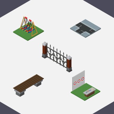 Tahterevalli oyunu, tezgah ve diğer vektör nesneleri amaçlayan, izometrik kentsel kümesi. Ayrıca yol, kavşak, okçuluk unsurları içerir.