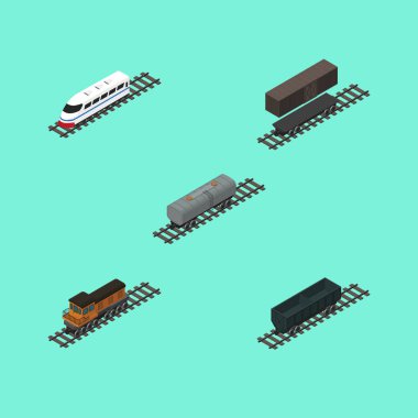 İzometrik demiryolu teslim Tank, petrol vagon, metro ve diğer vektör nesneleri kümesi. Ayrıca petrol, kömür, Speed öğeleri içerir.
