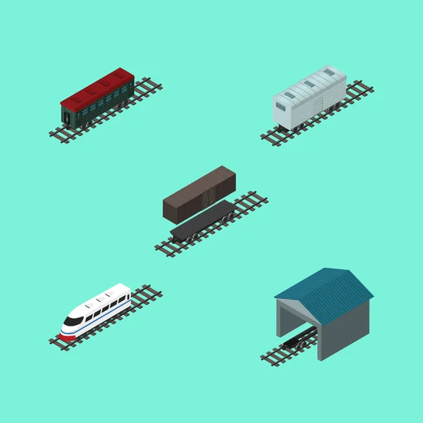Isometrische transportset Depot, spoorweg vervoer, levering Tank en andere vectorobjecten. Ook omvat Tank, Depot, spoor elementen. — Stockvector
