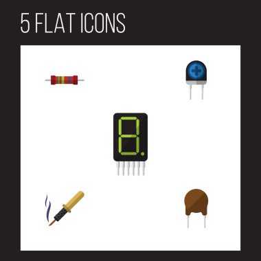 Düz elektronik onarım, triyot, ekran ve diğer vektör nesneleri kümesi. Lehimleme, ekran, dönüştürücü öğeleri de içerir.