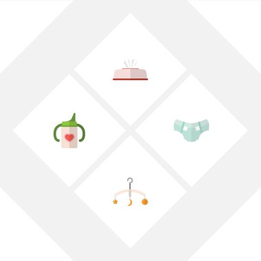 Bebek bezi, cep, doku ve diğer vektör nesnelerini düz bebeğim kümesi. Ayrıca bebek bezi, Bebek bezi, hemşirelik öğeleri içerir.