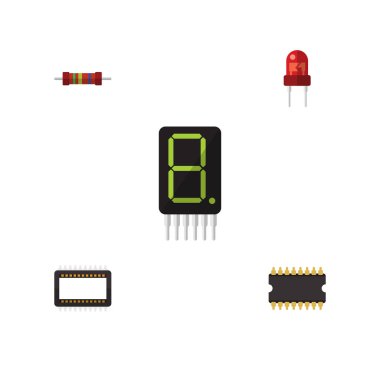 Düz elektronik görüntü, direnç, ana bilgisayarlara ve diğer vektör nesnelerini ayarlayın. Ayrıca direnç, içerir hesaplamak, ana öğeleri.