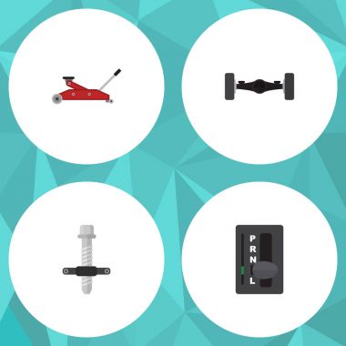 Düz susturucu, otomatik şanzıman, kaldırma atölye küme ve diğer vektör nesneleri. Ayrıca sessiz, blok, otomobil unsurları içerir.