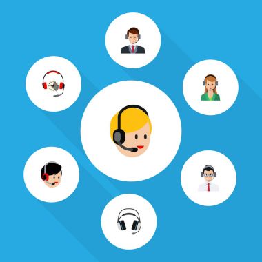 Düz hattı hattı, Sekreter, operatör ve diğer vektör nesneleri kümesi. Ayrıca kulaklık, çağrı, kulaklık unsurları içerir.