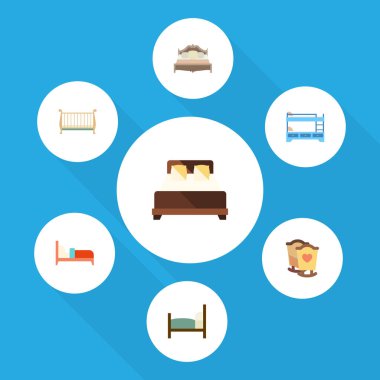 Düz yatak yatakları, yatak, ranza ve diğer vektör nesneleri kümesi. Ayrıca yatakları, Hostel, yatak unsurları içerir.