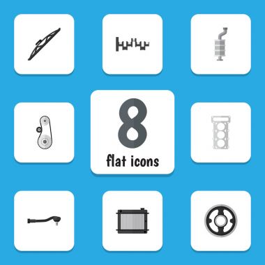 Yassı çelikler kümesi otomatik milleri, ambalaj, kemer ve diğer vektör nesneleri. Ayrıca otomatik, çelik, silecek öğeleri içerir.