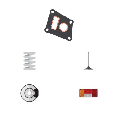 Düz parçalar krank mili, Metal, far ve diğer vektör nesnelerini ayarlayın. Ayrıca araba, stop lambası, Vana unsurları içerir.