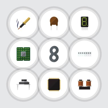 Düz elektronik birimi, hedef, triyot ve diğer vektör nesneleri kümesi. Ayrıca içerir rasgele, elektronik, Kangal öğeleri.