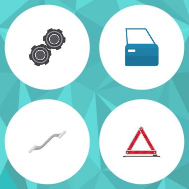 Düz otomatik uyarı, kemer, bağlantı ve diğer vektör nesneleri kümesi. Ayrıca bölüm, Coupler, acil öğeleri içerir.