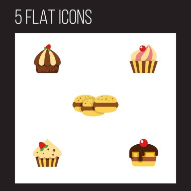 Düz kek Sweetmeat, Cupcake, şekerleme ve diğer vektör nesneleri kümesi. Ayrıca tatlı, Sweetmeat, Cupcake öğeleri içerir.