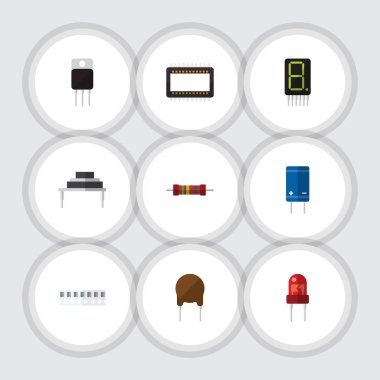 Düz teknoloji direnç, hedef, ekran ve diğer vektör nesneleri kümesi. Ayrıca alıcı, dönüştürücü, hesap makinesi öğeleri içerir.