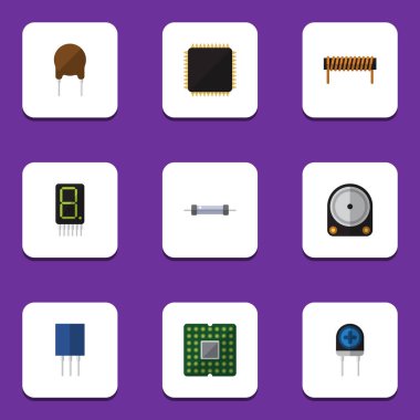 Düz teknoloji direnç, Hdd, dönüştürücü ve diğer vektör nesneleri kümesi. Aynı zamanda görüntü, Fiildistor, elektronik elemanları içerir.