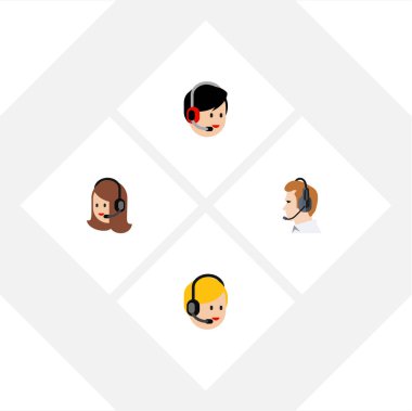 Düz arama işleç, telefonla pazarlama, çağrı merkezi ve diğer vektör nesneleri kümesi. Ayrıca Telefonla satış Merkezi, yardım unsurları içerir.