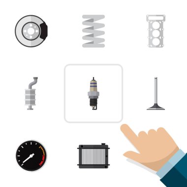 Düz otomatik Tachometr, araba Segment, kalorifer ve diğer vektör nesneleri kümesi. Ayrıca hız göstergesi, susturucu, Segment unsurları içerir.