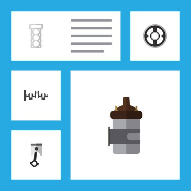 Düz bileşen seti çeliklerin milleri, kemer, Conrod ve diğer vektör nesneleri. Ayrıca dişli, emici, araba öğeleri içerir.