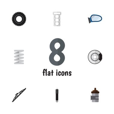 Tekerlek, cam, krank mili ve diğer vektör nesnelerini düz bileşen kümesi. Ayrıca içerir otomatik, Metal, motoru öğeleri.