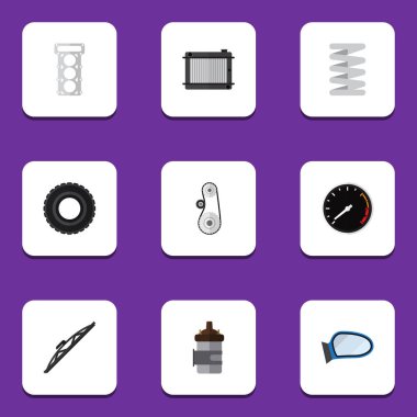 Cambelt, emici, krank mili ve diğer vektör nesnelerini düz bileşen kümesi. Ayrıca tekerlekli, Bahar, otomatik öğeleri içerir.