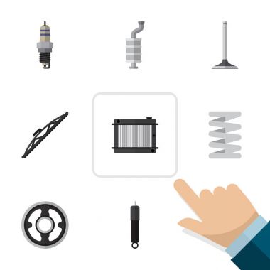 Araba Segment, susturucu, krank mili ve diğer vektör nesnelerini düz bileşen kümesi. Emici, tak, Bahar öğeleri de içerir.