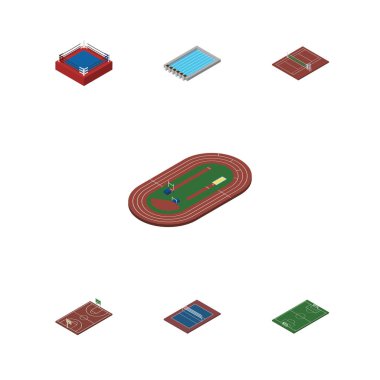 İzometrik rekabet tenis, voleybol, futbol ve diğer vektör nesneleri ayarlayın. Ayrıca Havuzu, koşu, futbol öğeleri içerir.