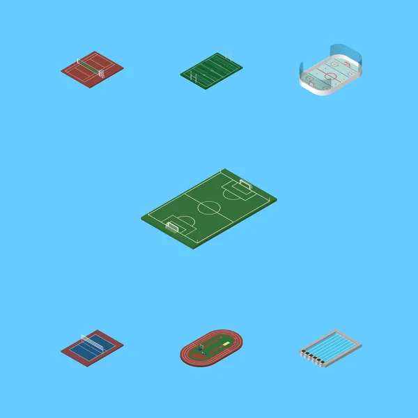 İzometrik rekabet çalışma Stadyumu, Amerikan Futbolu, futbol ve diğer vektör nesneleri kümesi. Ayrıca Çalıştır, havza, yüzme öğeleri içerir.