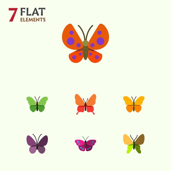 Set de mariposas planas de polilla, ala violeta, mariposa y otros objetos vectoriales. También incluye Monarca, Archipo, Elementos de Insectos . — Archivo Imágenes Vectoriales