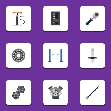 Düz atölye boru hattı, otomatik Jack, otomatik şanzıman ve diğer vektör nesneleri kümesi. Ayrıca öğeleri kaldırma boru hattı, iletim, içerir.