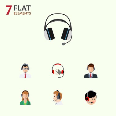 Düz hattı operatörü, Sekreter, yardım ve diğer vektör nesneleri kümesi. Ayrıca bakan, kulaklık, yardım unsurları içerir.