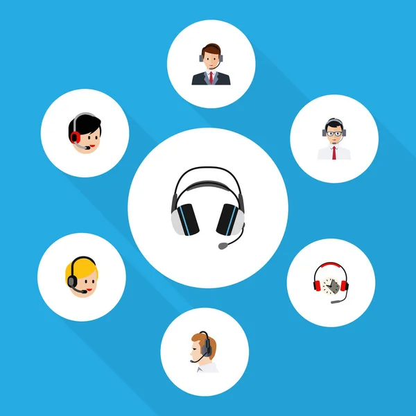 Flat Telemarketing Set Of Help, Call Center, Telemarketing And Other Vector Objects. Also Includes Hotline, Secretary, Help Elements.