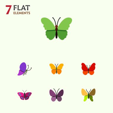 Düz kelebek güzellik sinek, kelebek, hükümdar ve diğer vektör nesneleri kümesi. Ayrıca yaz, kelebek, Monarch öğeleri içerir.